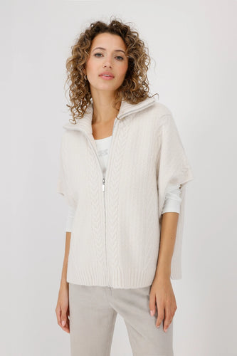 Monari Cableknit Zip Vest in Oatmilk