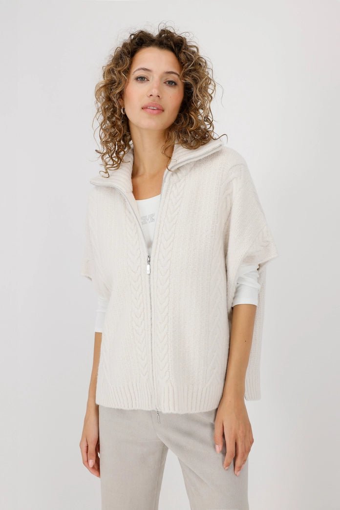 Monari Cableknit Zip Vest in Oatmilk