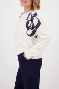 Monari Cotton Sweater with Lettering