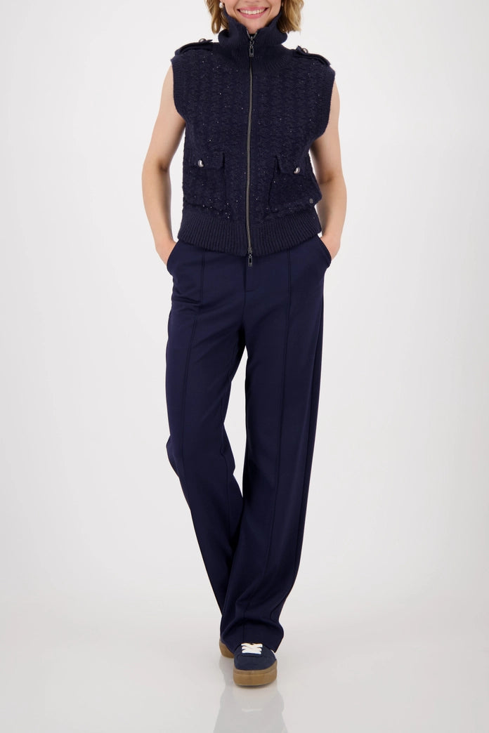 Monari Tweed Knit Vest in Navy