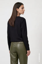 Load image into Gallery viewer, Monari Satin Front Jersey Top in Black
