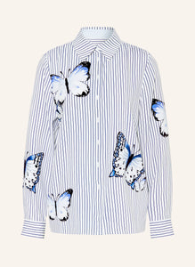 Herzen's Angelegenheit Pinstripe Butterfly Blouse in Marino Multi