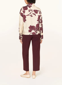 Herzen's Angelegenheit Floral Silk Twill Shirt Blouse in Cabernet Creamy