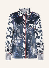 Load image into Gallery viewer, Herzen&#39;s Angelegenheit Foilage Print Silk Blouse in Marino Starlight
