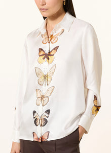 Herzen's Angelegenheit Butterfly Silk Blouse in Sun Rust Multi