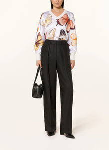 Herzen's Angelegenheit Butterfly Silk V-Neck Blouse in Sun Rust Multi
