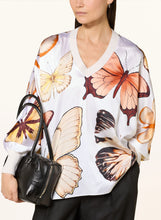 Load image into Gallery viewer, Herzen&#39;s Angelegenheit Butterfly Silk V-Neck Blouse in Sun Rust Multi
