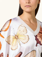 Load image into Gallery viewer, Herzen&#39;s Angelegenheit Butterfly Silk V-Neck Blouse in Sun Rust Multi
