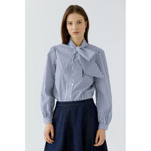 Load image into Gallery viewer, Oui Striped Blouse with Bow in White Blue
