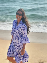 Load image into Gallery viewer, Vilagallo Ada Dress in Blue Tropical Print
