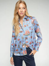Load image into Gallery viewer, Vilagallo Isa Printed Shirt in Blue
