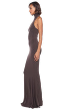 Load image into Gallery viewer, Norma Kamali Halter Turtle Fishtail Gown in Chocolate

