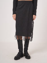 Load image into Gallery viewer, Repeat Fringe Knitted Skirt in Charcoal
