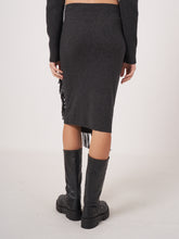 Load image into Gallery viewer, Repeat Fringe Knitted Skirt in Charcoal
