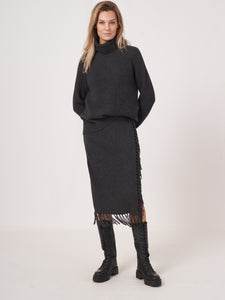 Repeat Fringe Knitted Skirt in Charcoal