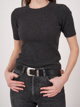 Load image into Gallery viewer, Repeat Short Sleeve Knit Sweater in Charcoal
