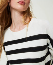 Load image into Gallery viewer, TWINSET Striped Sweater in Snow/Black
