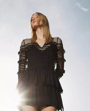 Load image into Gallery viewer, TWINSET Short Tulle &amp; Lace Dress in Black
