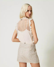 Load image into Gallery viewer, TWINSET Tulle &amp; Lace Top in Ivory
