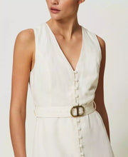 Load image into Gallery viewer, TWINSET Long Linen Blend Dress in Ivory
