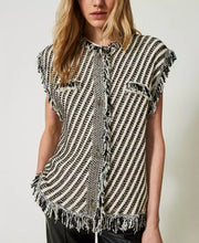 Load image into Gallery viewer, TWINSET Jacquard Knit Sleeveless Fringe Vest
