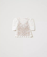 Load image into Gallery viewer, TWINSET Lace Crochet Top in White Snow
