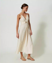 Load image into Gallery viewer, Twinset Cotton Poplin Dress in Parchment
