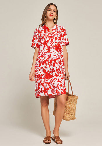 Princess Goes Hollywood Linen Dress in Flame Scarlet