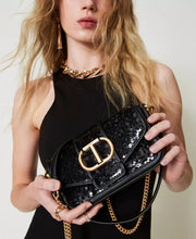 Load image into Gallery viewer, Twinset &quot;Amie&quot; Sequin Shoulder Bag in Black
