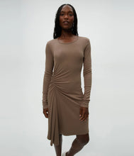 Load image into Gallery viewer, Michael Stars Marina Ruched Long Sleeve Dress in Cobblestone
