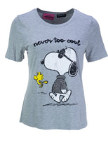 Load image into Gallery viewer, Princess Goes Hollywood Never Too Cool Snoopy T-shirt in Grey
