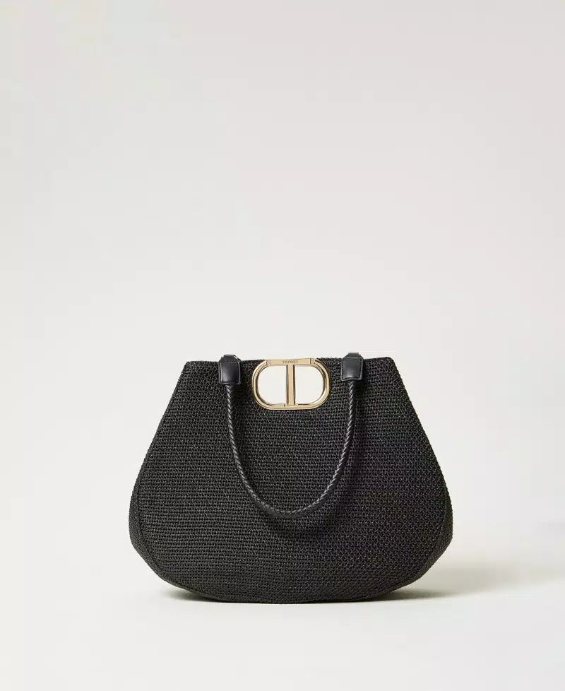 Twinset Lila Woven Shopper Bag in Black