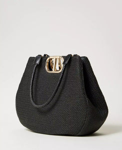 Twinset Lila Woven Shopper Bag in Black