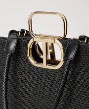 Load image into Gallery viewer, Twinset Lila Woven Shopper Bag in Black
