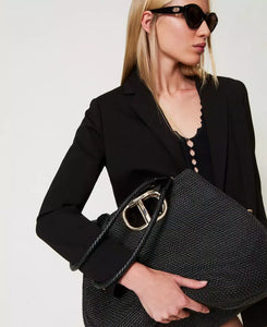 Twinset Lila Woven Shopper Bag in Black