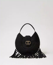 Load image into Gallery viewer, Twinset &quot;La Coquillette&quot; Crochet Hobo Bag in Black
