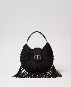 Twinset "La Coquillette" Crochet Hobo Bag in Black