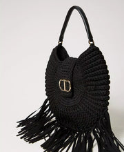 Load image into Gallery viewer, Twinset &quot;La Coquillette&quot; Crochet Hobo Bag in Black
