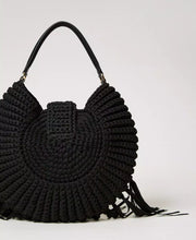 Load image into Gallery viewer, Twinset &quot;La Coquillette&quot; Crochet Hobo Bag in Black
