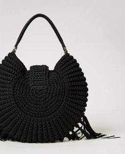 Twinset "La Coquillette" Crochet Hobo Bag in Black