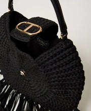 Load image into Gallery viewer, Twinset &quot;La Coquillette&quot; Crochet Hobo Bag in Black
