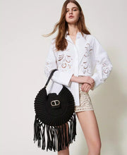 Load image into Gallery viewer, Twinset &quot;La Coquillette&quot; Crochet Hobo Bag in Black
