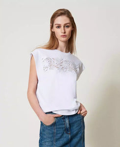 Twinset T-Shirt with Lace Appliqué