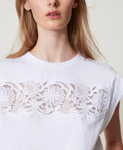 Twinset T-Shirt with Lace Appliqué