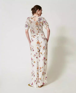 Twinset Crêpe de Chine Floral Trousers