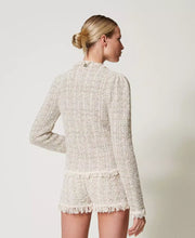 Load image into Gallery viewer, Twinset Jacquard Knit Jacket in Snow Gold
