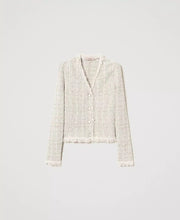 Load image into Gallery viewer, Twinset Jacquard Knit Jacket in Snow Gold
