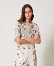 Load image into Gallery viewer, Twinset Floral Print Short Sleeve Sweater
