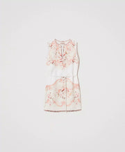 Load image into Gallery viewer, Twinset Short Printed Linen Dress in Tapestry Flowers
