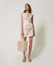 Load image into Gallery viewer, Twinset Short Printed Linen Dress in Tapestry Flowers
